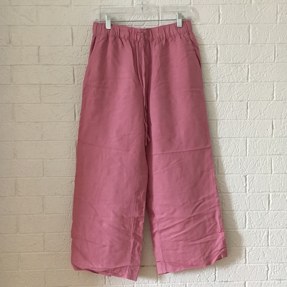 Abercrombie & Fitch Cropped Wide Leg Linen Pants